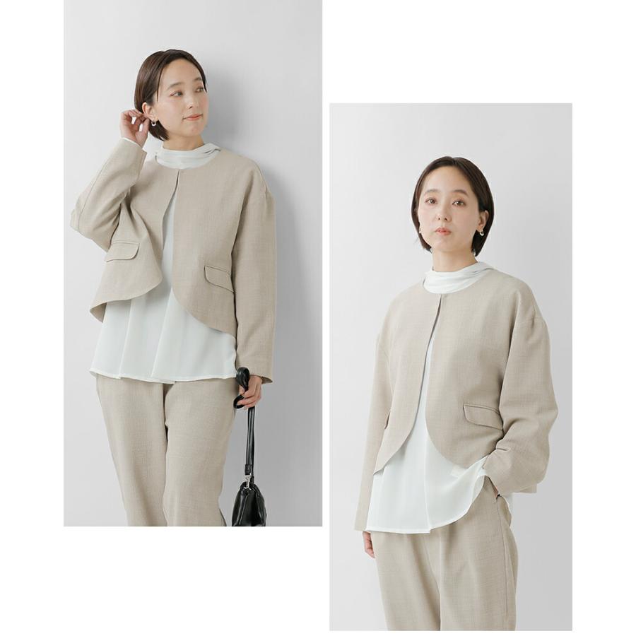 Cinq（サンク） アンサンク un cinq クレープ ノーカラー ジャケット