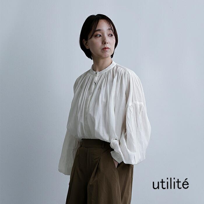 ユティリテ utilite ビスコースコットン ギャザー ブラウス ut507ss44