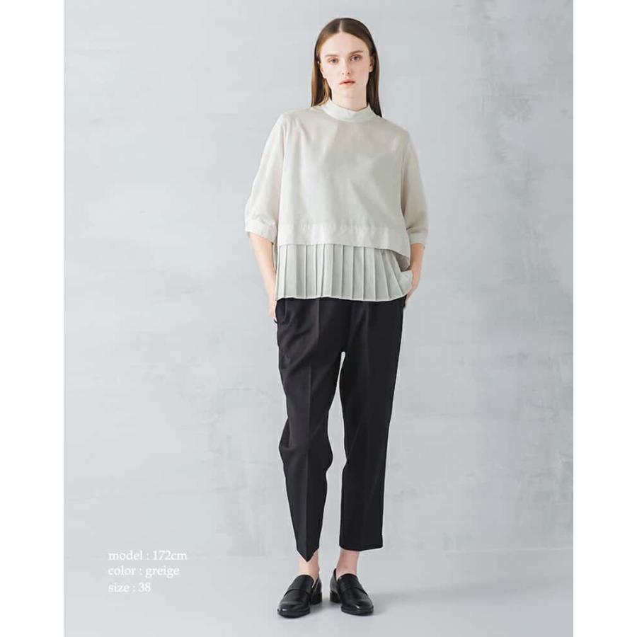 whyto ホワイト ベルマックス スタンドカラー 裾プリーツ ブラウス HEM PLEATS BLOUSE wht21fbl4004  2024ss新作｜aranciato｜03