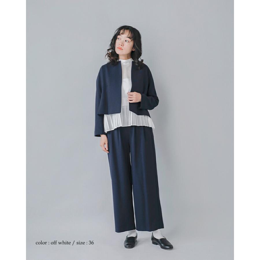 WHYTO（ホワイト） スタンドカラー 裾プリーツ ブラウス hem pleats