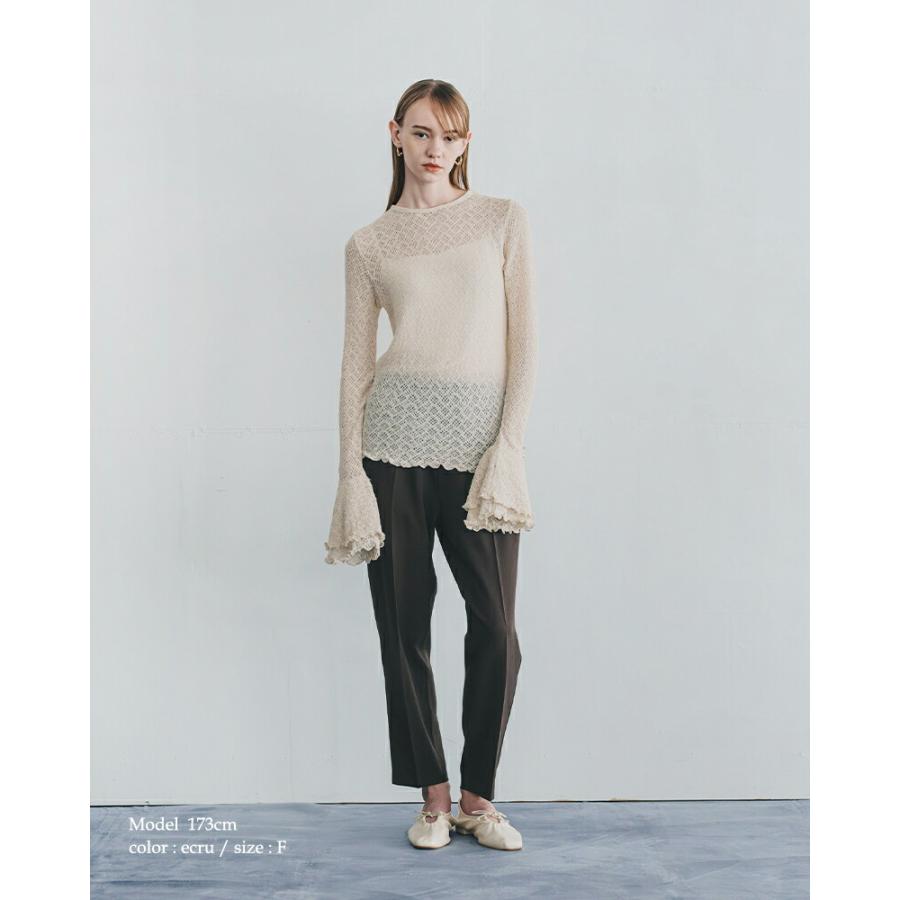 WHYTO（ホワイト） フリル フレア レース トップス frill flare lace