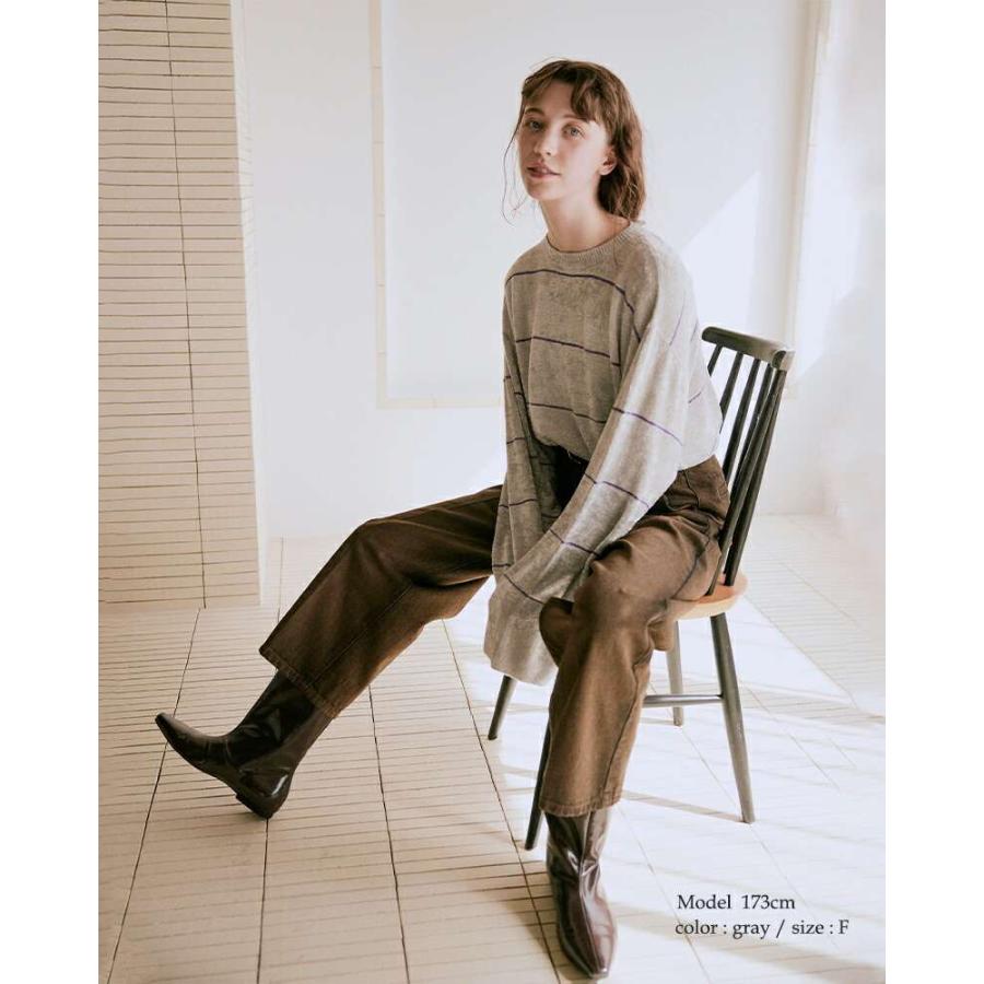 WHYTO（ホワイト） セール【50%OFF】ホワイト ワイド ボーダー ニット