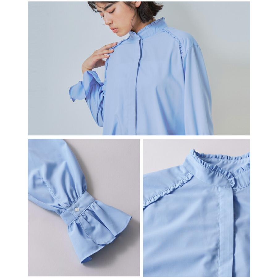 WHYTO（ホワイト） スタンドフリルカラー ブラウス stand frill collar