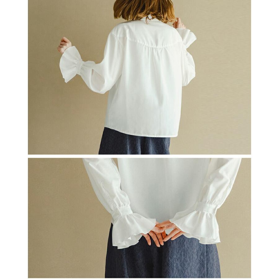 WHYTO（ホワイト） スタンドフリルカラー ブラウス stand frill collar