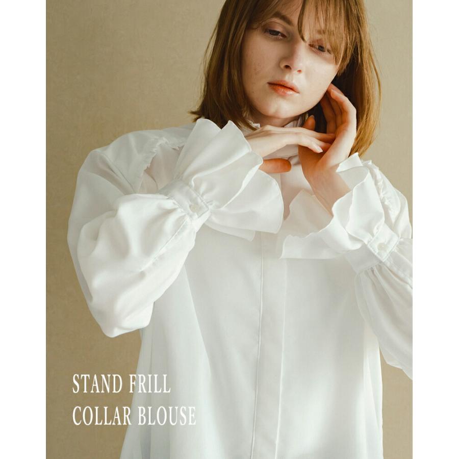 新品　Stand Frill Blouse ホワイト WHYTO（ホワイト） スタンドフリルカラー ブラウス stand frill collar