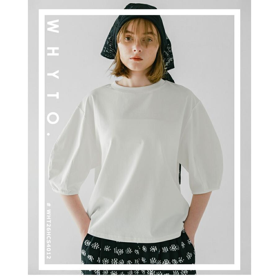 新品 WHYTO ホワイト リブ カットソー SILK BREND TOP 楽天市場】whyto ホワイト スタンドカラー 裾プリーツ ブラウス “hem