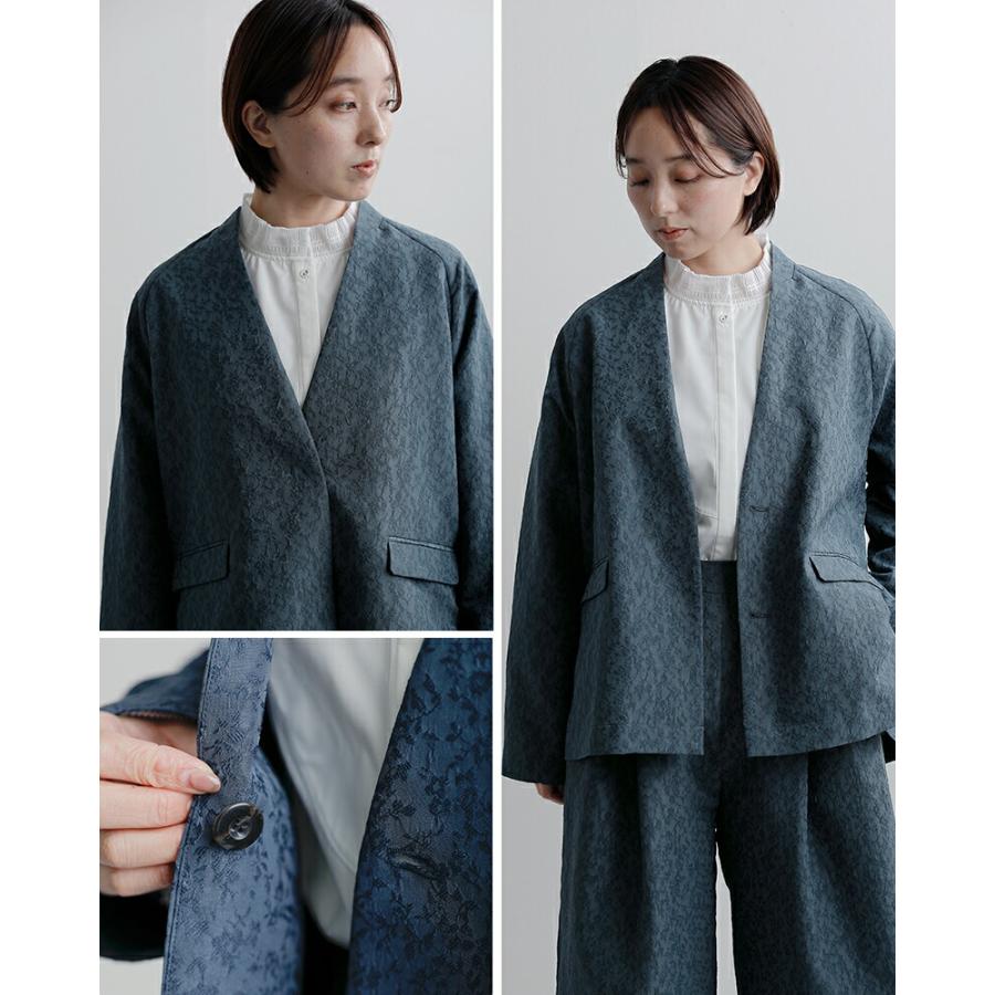 WHYTO ネイビー ジャガードジャケット 38 WHYTO（ホワイト） セール【60%OFF】ホワイト ジャガード スリット