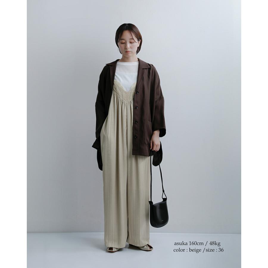 WHYTO（ホワイト） レースサテン オーバーサイズ サロペット lace