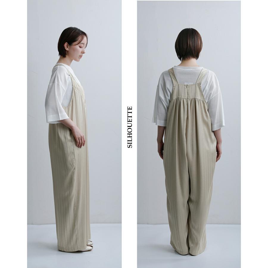 WHYTO（ホワイト） レースサテン オーバーサイズ サロペット lace