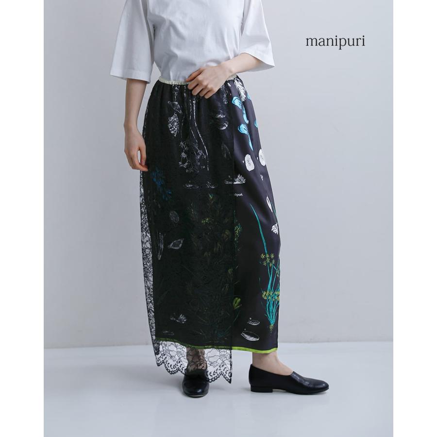 manipuri レース切り替えシルク巻きスカート manipuri（マニプリ） セール【50%OFF】マニプリ シルク レース
