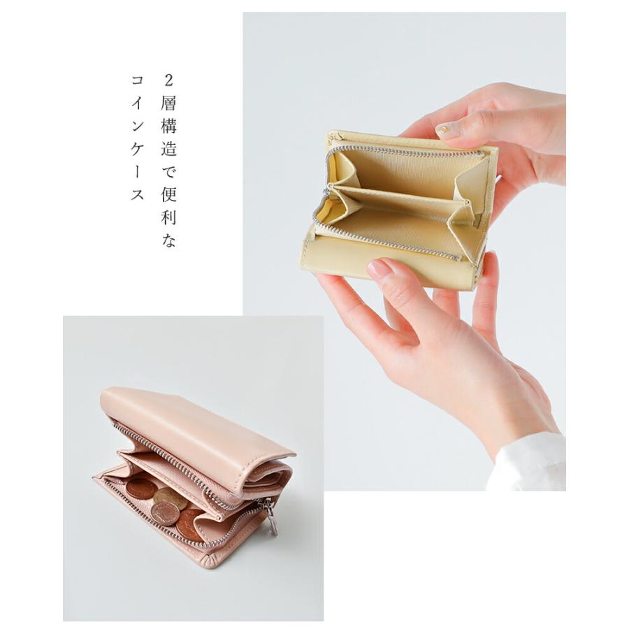 YAHKI（ヤーキ） スムースレザー コンパクト 三つ折り ウォレット yh