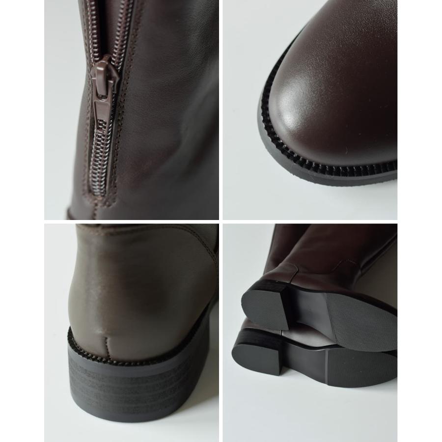REMME（レメ） カウレザー バックジッパー ロングブーツ zh-1207-2