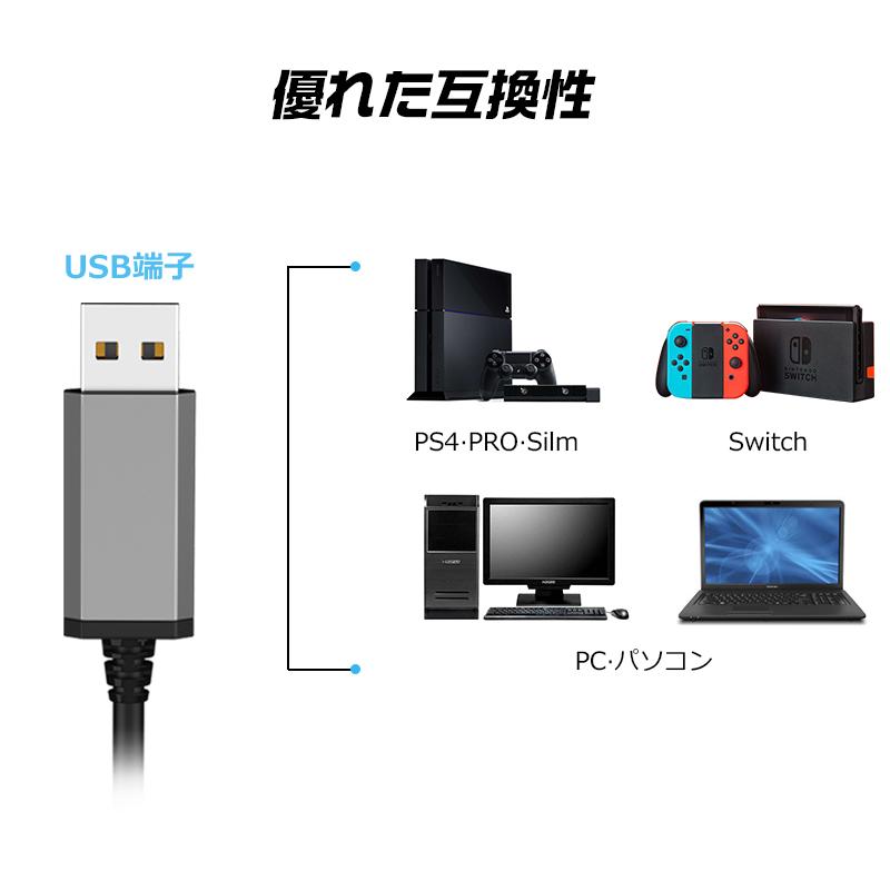 ヘッドセット ヘッドホン USB ゲーム用 在宅勤務 ゲーミングヘッドセット 高音質 軽量 LED マイク付き 会議通話 ボイスチャット スイッチ FPS 50MMドライバー｜aranet｜12