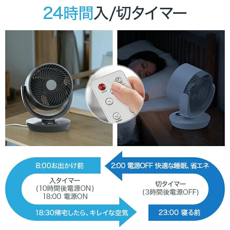 【2点購入で1点あたり4180円】サーキュレーター dcモーター 扇風機 卓上扇風機 強風 8段階 左右120°自動首振り 上下90°調整 静音 3モード 8畳 イオン発生 | MONOYOI | 18