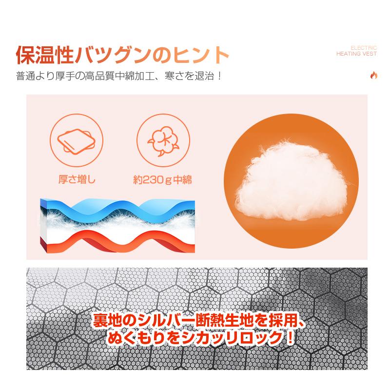 電熱ベスト 11箇所発熱 2種接続口 日本製繊維ヒーター 電気ベスト 電熱