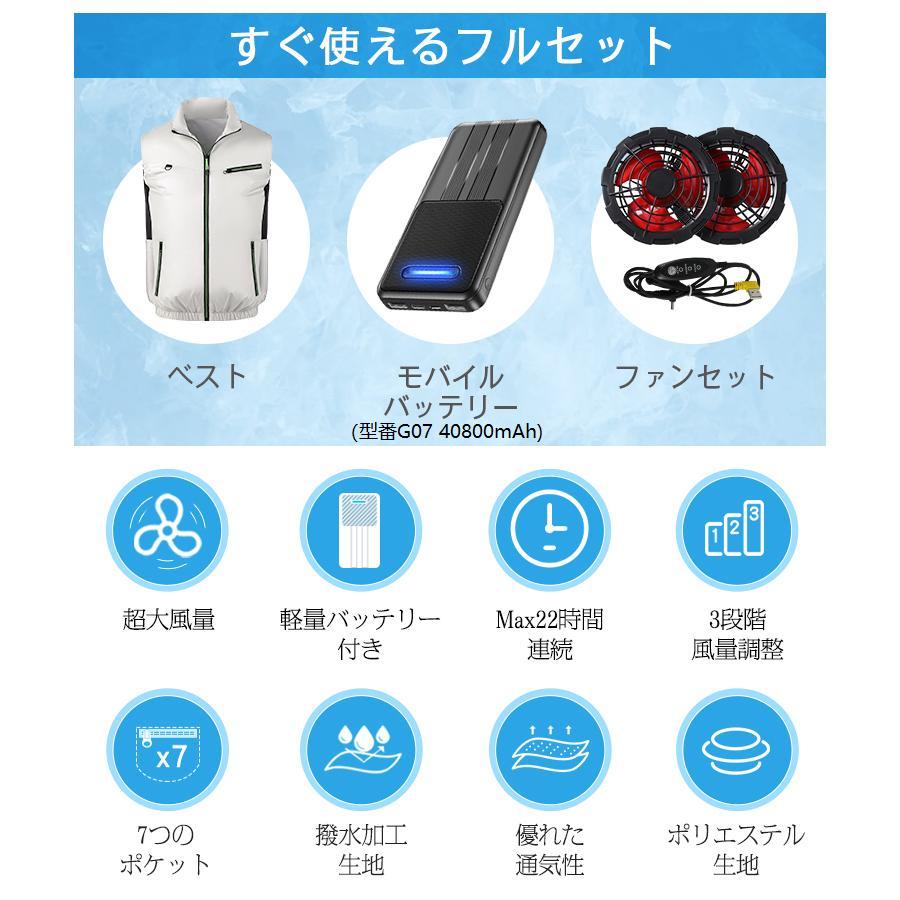 空調ベスト 空調ウェア 空調作業服 バートル 40800mAhモバイル