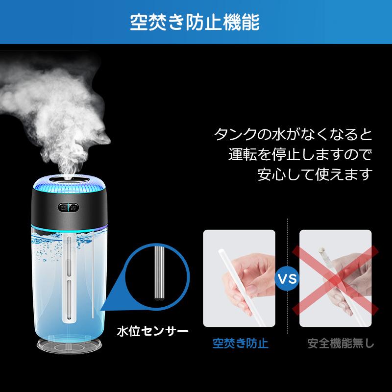 加湿器 卓上 小型 オフィス 380ml 7色LEDライト付き 卓上加湿器 超音波 コードレス 車載用 ミニ加湿器 1000mAh USB充電式 持ち運び便利 乾燥防止 新生活 応援｜aranet｜15