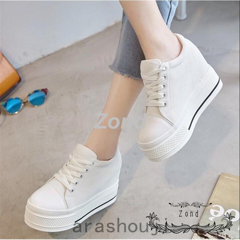 スニーカー ハイカット 厚底スニーカー レディース インヒール 厚底 おしゃれ かわいい 靴紐 編み上げ レースアップ 軽量 白 黒 Ara310 0387 嵐商会 通販 Yahoo ショッピング