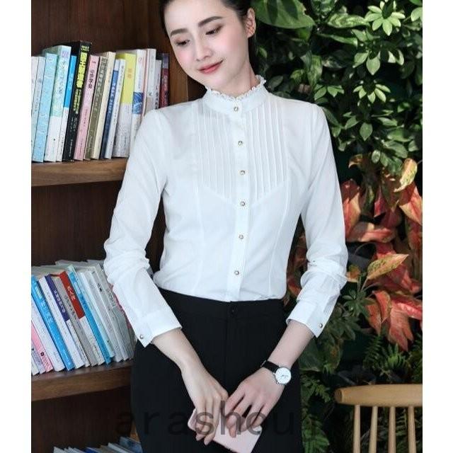 フォーマル 立襟 Yシャツ 新作 安い ワイシャツ シャツ ブラウス レディーススキッパーシャツ 細身 学生 上着 オフィス Ol 就活 大きいサイズ 通勤 面接 Ara314 1139 嵐商会 通販 Yahoo ショッピング