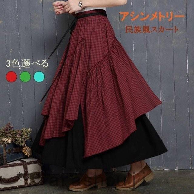 レディース 民族風 アシンメトリー ロングスカート 秋冬スカート Ara314 2759 嵐商会 通販 Yahoo ショッピング
