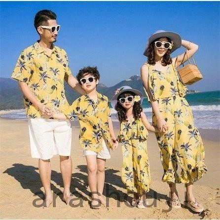 オールインワン アロハシャツ メンズ 結婚式 親子コーデ ハワイ沖縄海旅行 ペアルック 父の日上下セット オーバーオール 花柄リゾート 家族お揃い二枚 Ara316 1665 嵐商会 通販 Yahoo ショッピング