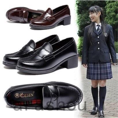 レディースシューズ 靴 ローファーロリータ ヒール 厚底 学生 ローファー 高校生 大学生 通勤シューズ パンプス 美脚 学生靴 革靴 黒 通学 通勤 Ara46 嵐商会 通販 Yahoo ショッピング