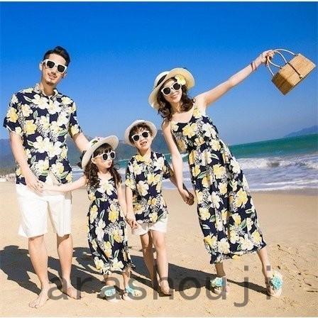 アロハシャツ メンズ 結婚式 親子コーデ ハワイ沖縄海旅行 ペアルック 父の日 親子 お揃い ワンピース 花柄リゾート 家族お揃い 母女 キッズウェア Ara46 嵐商会 通販 Yahoo ショッピング