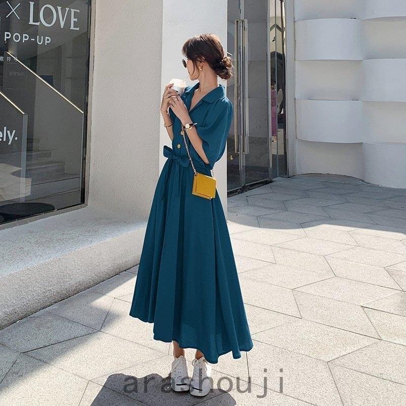 シャツワンピース レディース 40代 キレイめ マキシ丈ワンピース 春夏半袖 ワンピースシ 結婚式 ドレス オシャレ 上品 着痩せ 3色 Ara46 9777 嵐商会 通販 Yahoo ショッピング