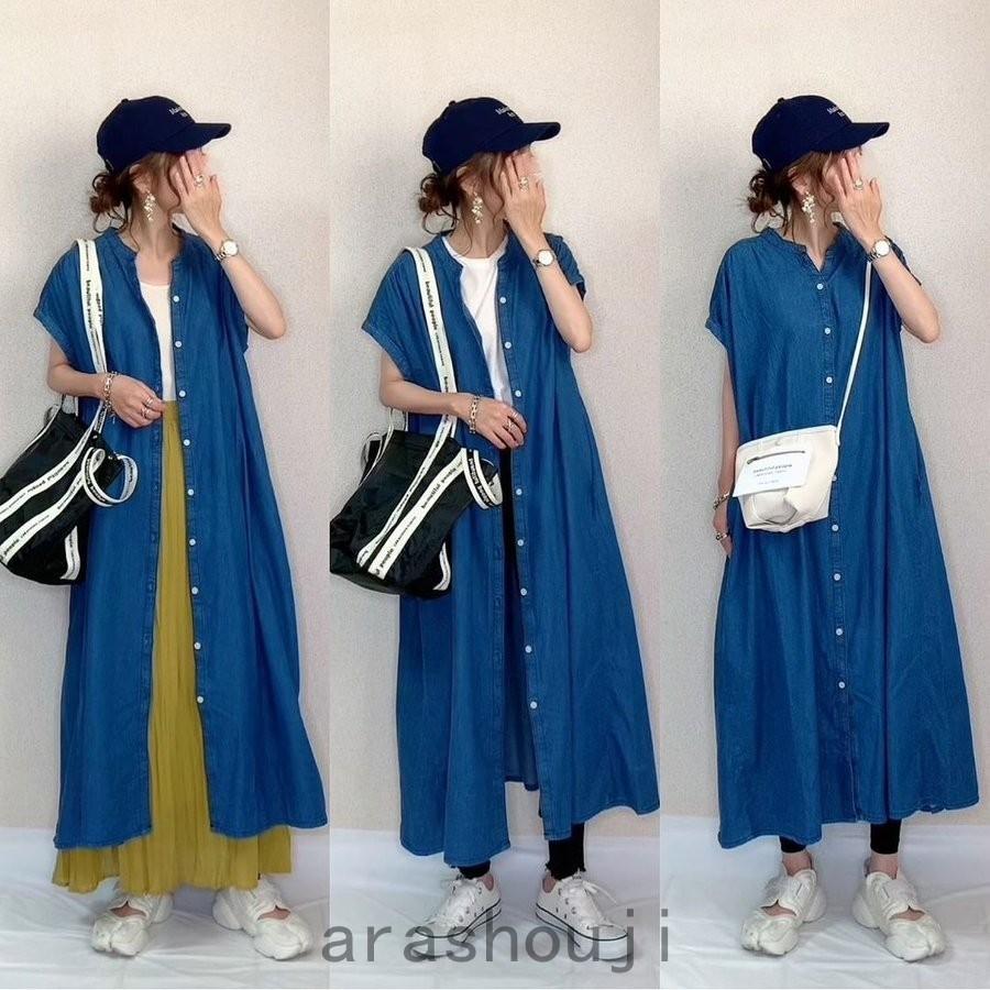 ワンピース デニム シャツワンピース きれいめ 体型カバー レディース 前開き2way ワンピース カーディガン 夏 着痩せ 大人 代 30代 40代 Pddc8 嵐商会 通販 Yahoo ショッピング