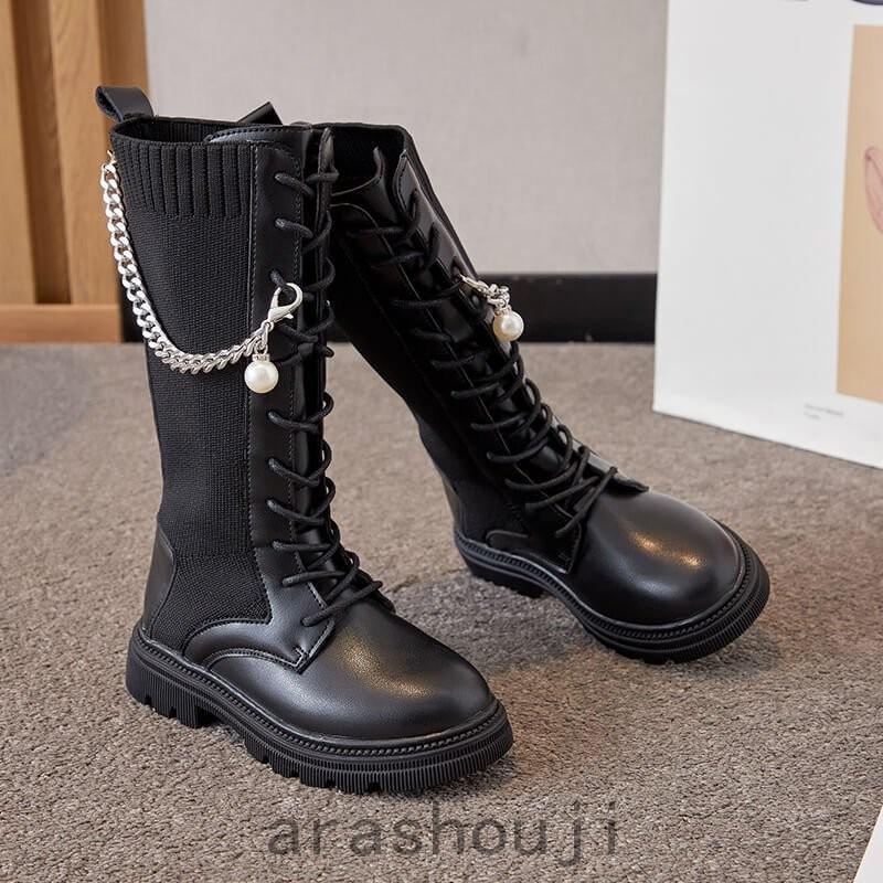 子供 ブーツ 編み上げブーツ ニット ソックスブーツ 袴 卒業式 入学式 キッズ ブーツ レースアップ ロングブーツ 女の子 子供靴 長靴 ジュニア おしゃれ 七五三 Pf564 嵐商会 通販 Yahoo ショッピング