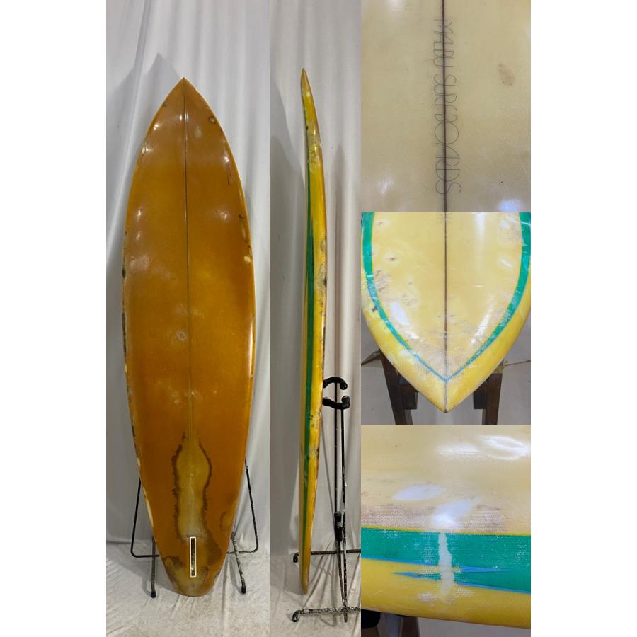 【中古】MALIBU SURF BOARDS (マリブサーフボード) ミッドレングス  [CLEAR×GREEN] 6'5" ヴィンテージ サーフボード｜arasoan｜02