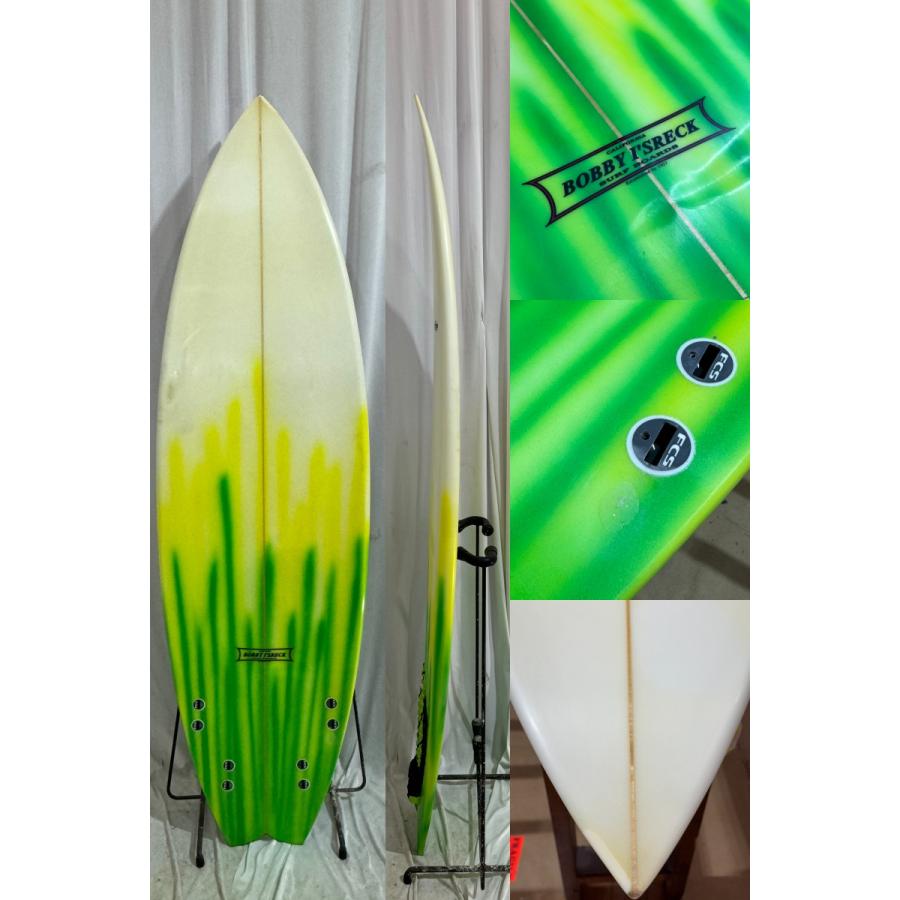 中古】BOBBY I'SRECK SURFBOARDS ショートボード [CLEAR×YELLOW×GREEN