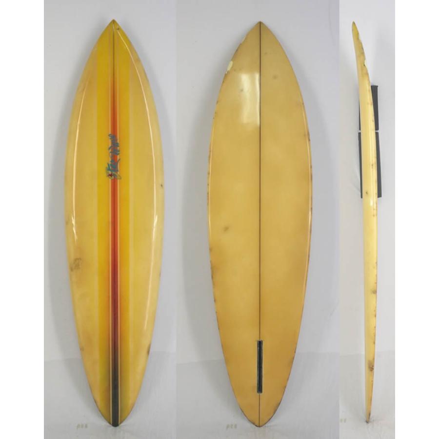 【中古】STAR WAVE (スターウェーブ) ビンテージ サーフボード ［YELLOW×ORANGE］ 6’5”  フィン付き｜arasoan