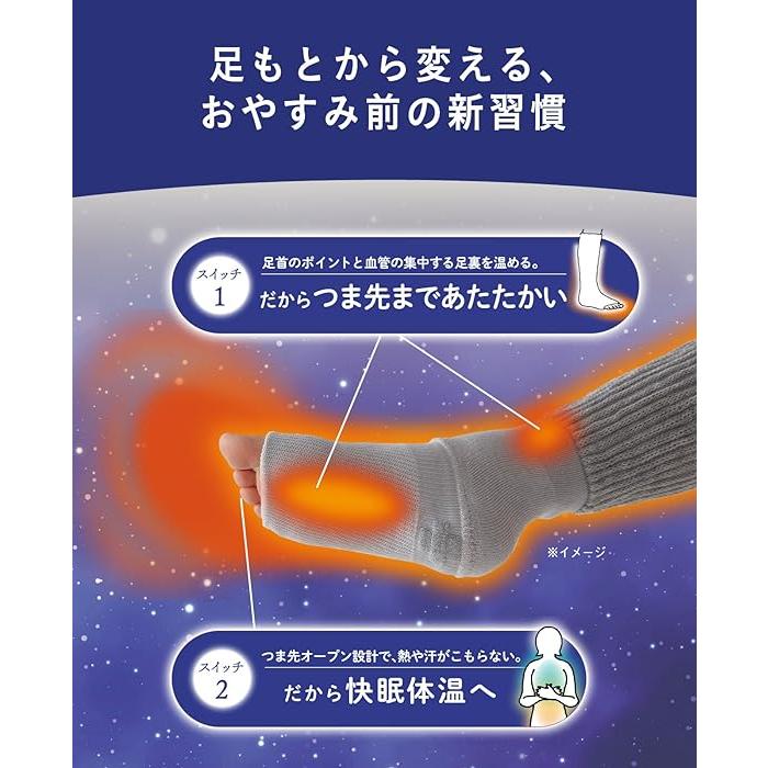 靴下サプリ まるでこたつ おやすみスイッチ レッグウォーマー ピンク グレー選べる2種類・4個セット (オカモト okamoto 就寝時用｜araucaria｜07