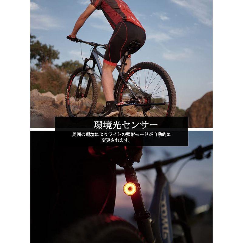 自転車 テールライト Linkax リアライト 環境光センサー セフティーライト スマートブレーキ感応 自動点滅 IPX6防水 USB充電式｜araundshop｜02