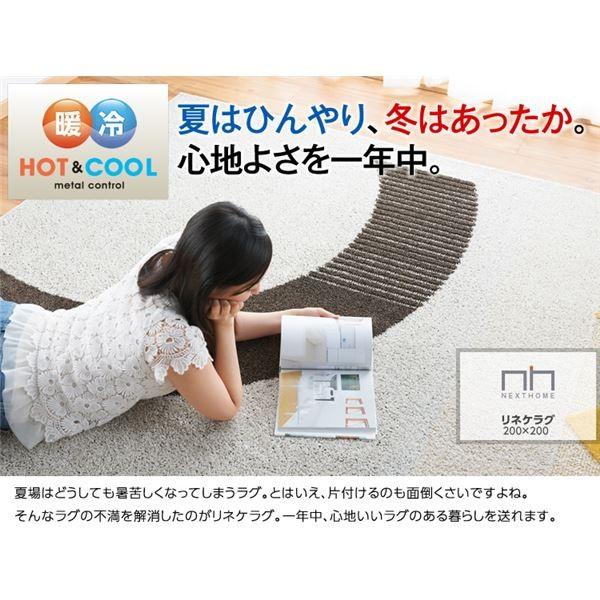 ラグマット/絨毯 〔LINEKE RUG 200cm×200cm アイボリー〕 正方形 日本