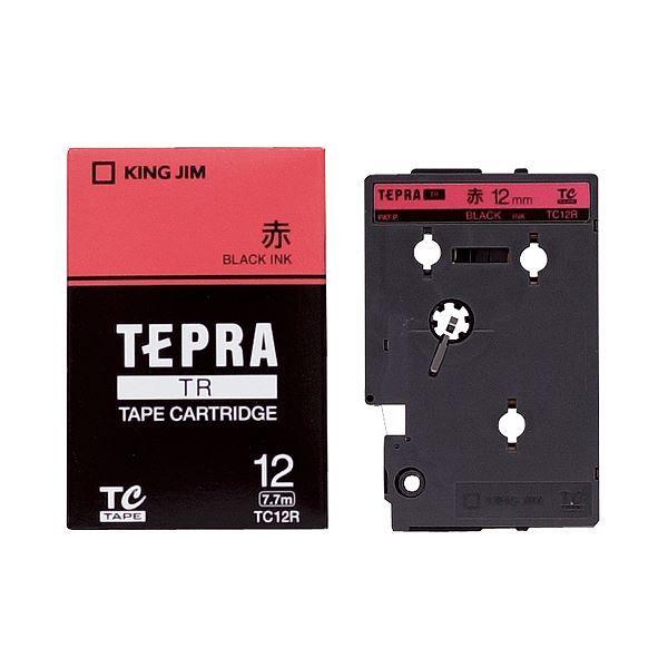 全日本送料無料 TR テプラ キングジム  まとめ テープカートリッジ 　×4セット 1個 TC12R 赤／黒文字 12mm パステル ラベルシール