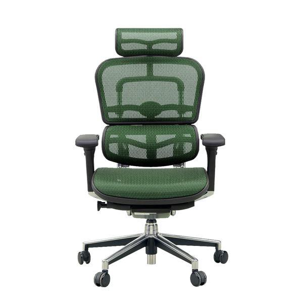 オフィスチェア アームレスト付き ランバーサポート付き ハイタイプ グリーン〔代引不可〕
