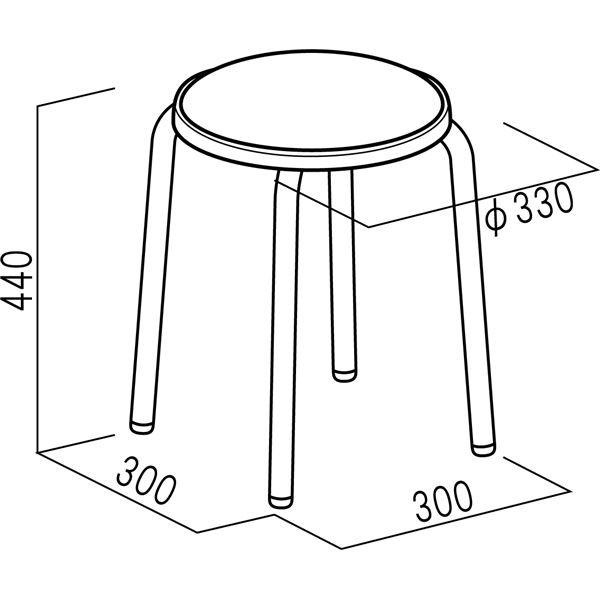 スタッキングチェア/丸椅子 〔同色6脚セット ラインブラック×ブラック〕 幅33cm 日本製 スチールパイプ〔代引不可〕 スタッキングチェア/丸椅子 幅33cm 日本製