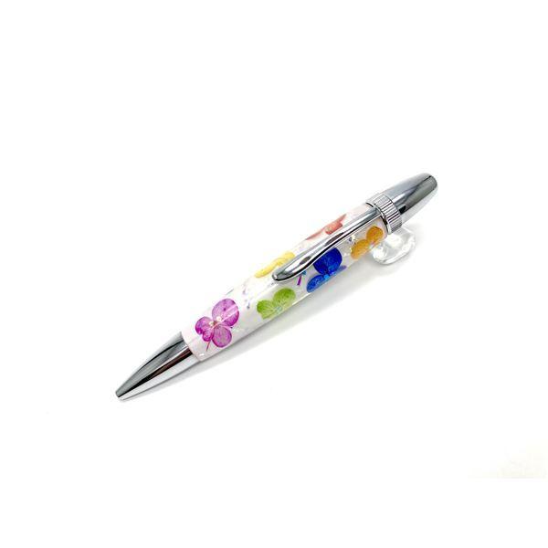 花柄 ボールペン/文房具 〔紫陽花・五色〕 パーカータイプ 芯：0.7mm 日本製 文具 オフィス用品 『Frower Pen