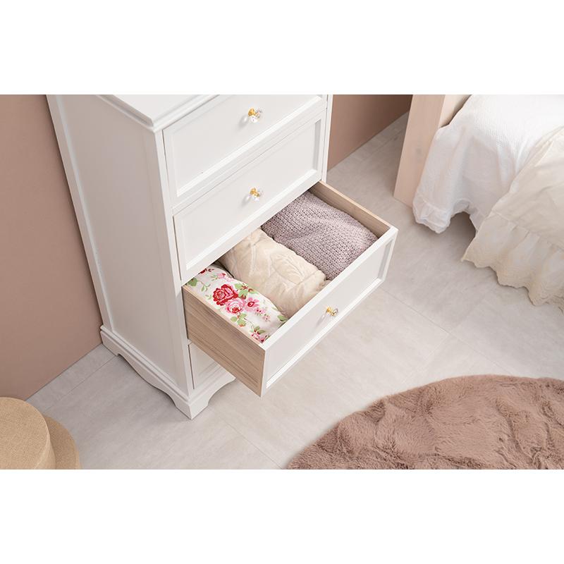 タンス 白 おしゃれ チェスト ホワイト クリスタル調取っ手 お姫様 姫