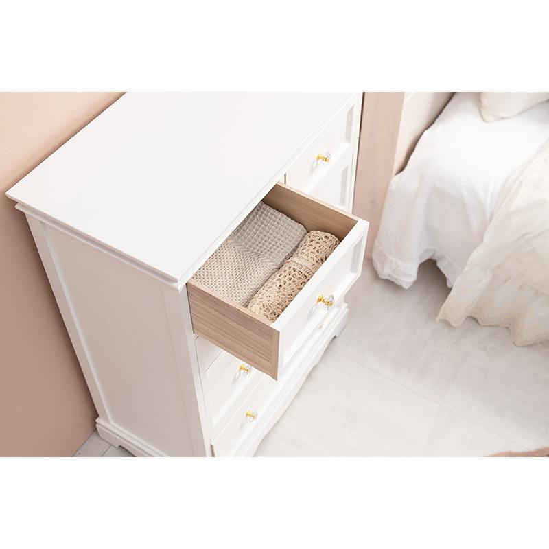 洋服ダンス 白 チェスト ホワイト おしゃれ クリスタル調取っ手 お姫様