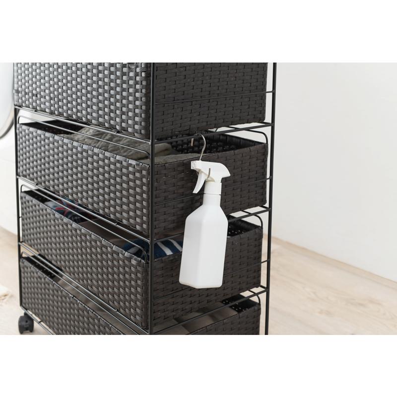 チェスト ラタン調チェスト ランドリーラック 4段 キャスター付