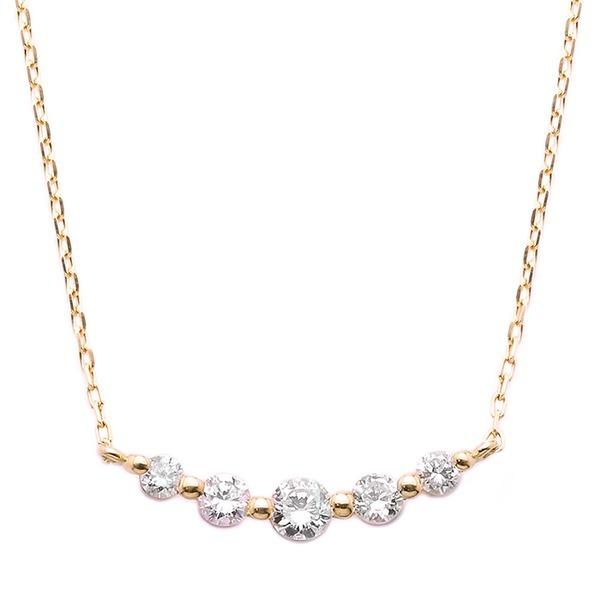 ダイヤモンド ネックレス K18 ピンクゴールド 0.3ct 5粒 5ストーン ダイヤネックレス 0.3カラット ペンダント送料込み