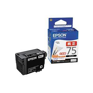 (まとめ) エプソン EPSON インクカートリッジ ブラック 大容量 ICBK75 1個 〔×10セット〕送料込み