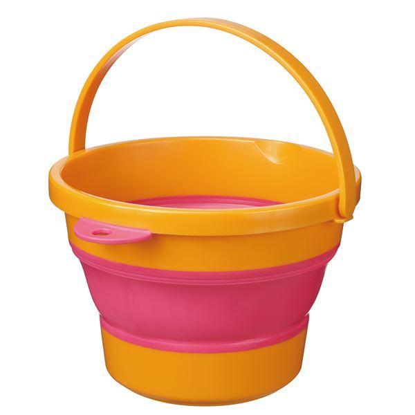 (まとめ) ソフトバケツ/折りたたみバケツ 〔ミニ オレンジ〕 3.7L 深さ調節可 〔防災 キャンプ アウトドア〕 〔×30個セット〕送料込み