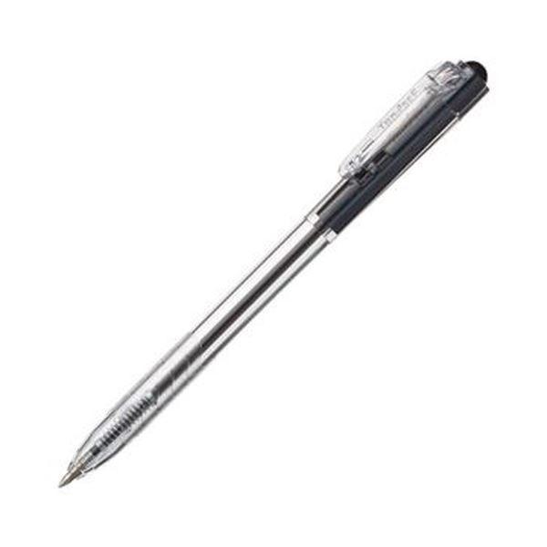 【年中無休】 （まとめ）TANOSEE 黒（軸色：クリア）1セット（100本：10本×10パック）〔×5セット〕　送料込み ノック式油性ボールペン0.7mm 万年筆