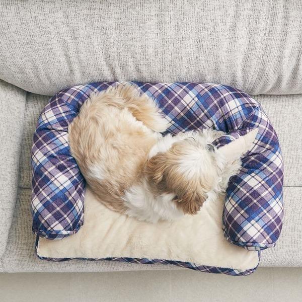 Pet Bed ペットベッド あご置きクッション付き パープル ホワイト 選ぶなら
