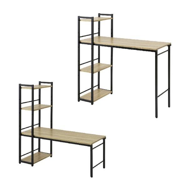 ラック付き4WAYデスク(ナチュラル) 幅100cm テーブル 机 木製 収納