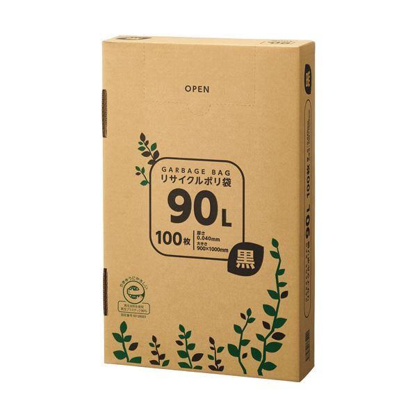 （まとめ）TANOSEE リサイクルポリ袋 黒90L BOXタイプ 1箱(100枚)〔×10セット〕送料込み